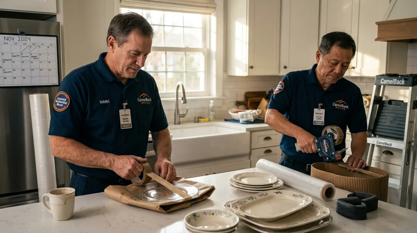 Professional crew packing kitchen dishware in Wilmore, KY